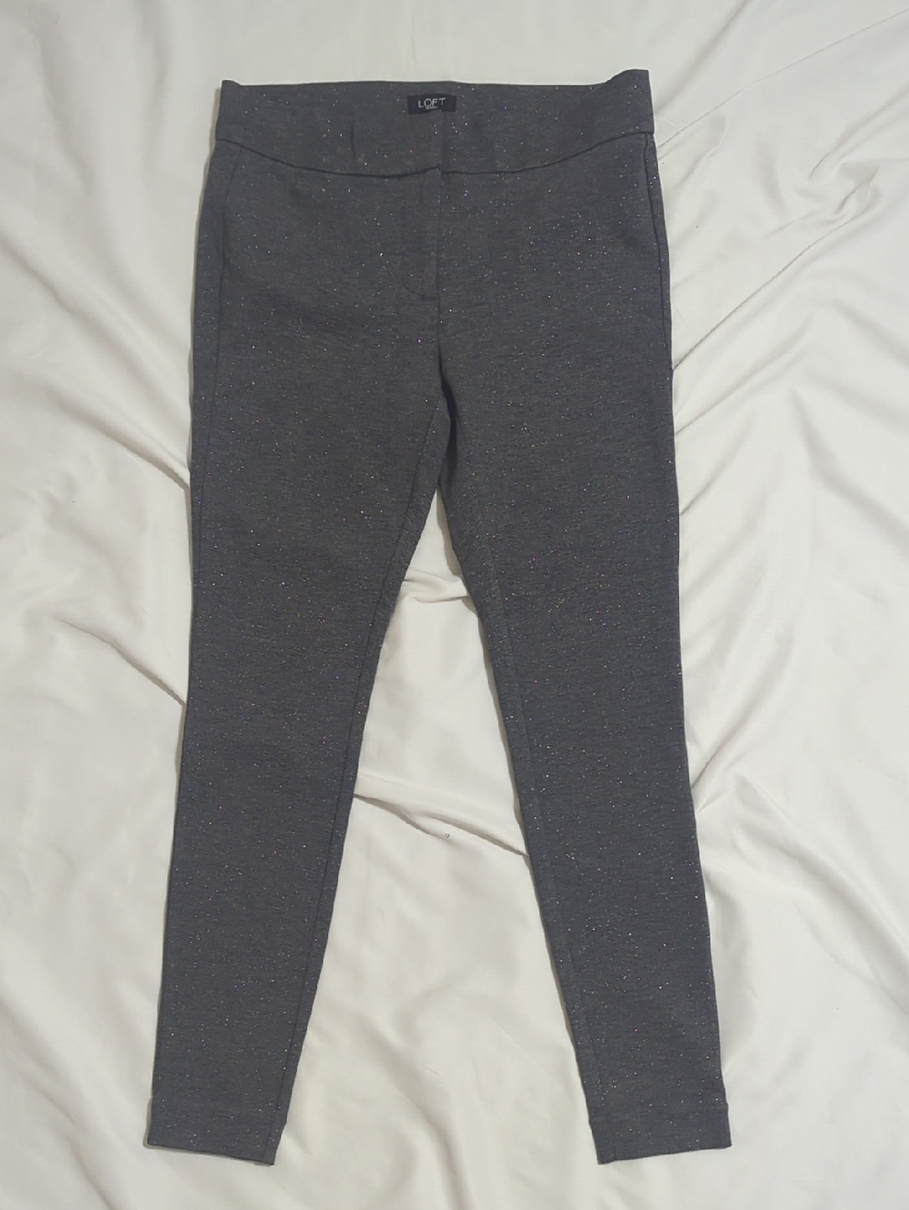 LOFT Pull-On Leggings w/ subtle silver shimmer, Color Dark Heather Grey Size 6P